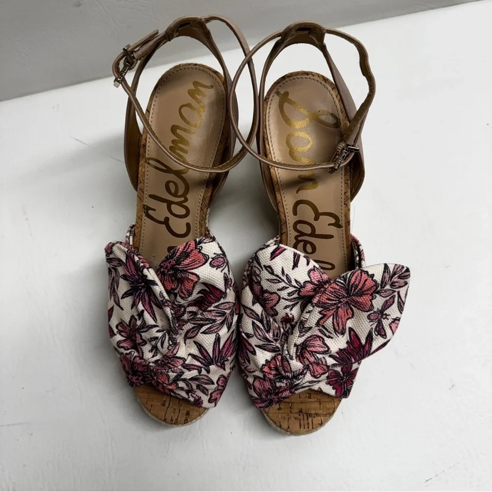 SAN EDELMAN WOMENS Floral Wedge Sandals SIZE 9